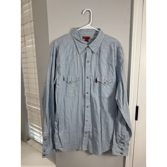 Guess Shirt Mens 2XL XXL Button‎ Up Blue Plaid Pearl Snap Y2K Western - Picture 2 of 6